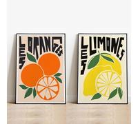Peinture sur Toile tableau de fruits, citron et orange, plantes colorées, images d'art mural, affiches naturelles modernes, pour salle à manger, Decoration d'intérieur, 50 x 70 cm x 2, sans cadre
