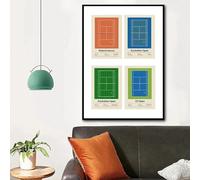Peinture sur Toile tableau minimaliste de tennis Grand Chelem - moderne avec ballon de sport - Decoration murale pour salon Decoration d'intérieur - 50 x 70 cm - Sans cadre
