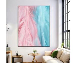 Peinture Sur Toile Tableau Plumes Colorées Bleu Poudre Affiches Et Art Mural Moderne Sur Toile Tableau Image Couleurs De Rêve Pour Chambre Salon Couloir Decoration D'Intérieur 40X50Cm Sans Cadre