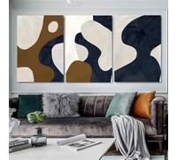 Peinture sur Toile,Tableau sur Toile Affiche Impression Lignes Modernes Abstraites Blocs Couleur Incurvés Gris Noirs Jaunes Idéal Décoration Salon Cuisine Bureau-50*60cm*3pcs (impression non encadrée)