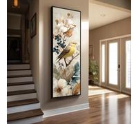 Peinture sur toile verticale grand format, art mural d'oiseaux, décoration abstraite haute et longue, affiches étroites représentant des scènes de nature, décoration animale (70 x 210 cm / sans cadre)