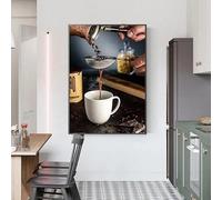 Peinture sur toile vintage avec café au lait, affiches et impressions, bars, cuisine, café, art mural, affiches intéressantes pour la maison (40 x 60 cm, sans cadre)