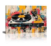 Peinture sur toile vintage représentant un disque vinyle, style studio de musique, affiche pour décoration de salon, salle de bain, 60 x 80 cm, avec cadre