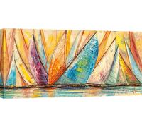 Peinture sur toile, voiliers - Luigi Florio, Voile colorée - 100x50 cm