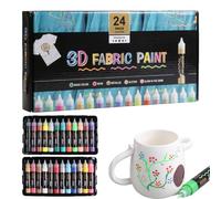 Peinture Textile Ensemble | Ensemble de Peinture Textile Artistique | Outils Bricolage Imperméable 30ML 24 Couleurs Peintures pour Vêtements Textiles Adultes Verre Bois Toile Chapeau