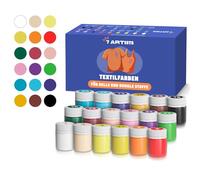 Peinture Textile Permanent 18 x 20 ml - Coffret Peintures pour Textiles, Chaussure et Cuir | Peinture pour Textile, Tissu, Vêtements, Jean & Sneakers | Fabric Paint Lavable pour Coton, Polyester