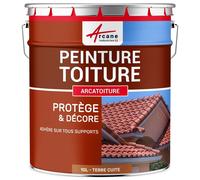 ARCANE INDUSTRIES Peinture toiture, tuile, Ciment et Terre Cuite - 10 L Brun Orangé - RAL 8023
