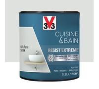 V33 Peinture multi-supports monocouche Cuisine & Bain Resist'Extrême® Satin, Gris Perle, 0,5L