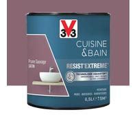 V33 Peinture multi-supports monocouche Cuisine & Bain Resist'Extrême® Satin, Prune Sauvage, 0,5L