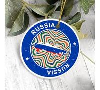 Peinture vintage Russie contour de Noël en céramique ornements de Noël en porcelaine ornement drapeau pays vintage ornement pour maman papa bébé vacances 7,6 cm