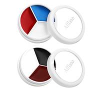 Peinture Visage Halloween Rouge Noir Blanc Bleu 2 Pcs, Red White Face Painting Clown et Cosplay, Kit Maquillage Halloween Professionnel pour Festivals Carnavals Fêtes SFX Gothique Zombie Vampire