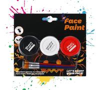 Peinture Visage Pour Halloween | Crème De Peinture Pour La Peau Hydrosoluble, Visage Et Corps 3 Couleurs - Pour Déguisement, Adultes, Femmes, Clown, Vampire, Sorcière, Squelette
