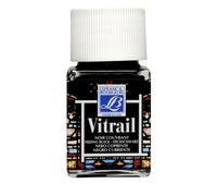 Lefranc & Bourgeois Vitrail Stained Glass Effect Translucent & Holder Resistant, Deckschwarz, Glasmalfarbe - 50ml Topf