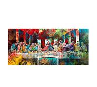 Peintures à l'huile célèbres de la Cène de Léonard de Vinci - Impressions encadrées sur toile Photos d'art mural chanceux pour le salon 80x165cm (32x65in) avec cadre