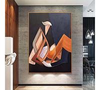 Peintures à l'huile pour la décoration de la maison, immense mur d'art, peinture décorative, art moderne peint, décoration de villa orange surdimensionnée, 50x90cm (20x35in) avec cadre