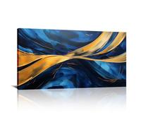 Peintures abstraites murales pour salon - Image bleue Décoration murale moderne pour chambre à coucher Cuisine Œuvres d'art pour murs 25x50cm(10x20in) Avec cadre