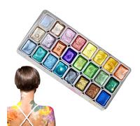 Peintures Aquarelles Métalliques - Ensemble De 24 Couleurs - Palette D’art Aquarelle Nacrée De 24 Couleurs - Kits D'outils De Peinture Artisanale Pour Étudiants, Aquarellistes Débutants Et Artist