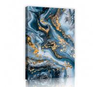 Peintures bleu, blanc et or foncé, art mural abstrait sur toile, décoration murale à l'encre, impressions modernes sur toile marbrée, océan, 60 x 80 cm (24 x 31 pouces), sans cadre