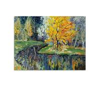 Peintures célèbres sur toile d'art-Igor Emanuilovich Grabar: Paysage d'automne avec rivière Tableaux sur toile-Impressionniste Affiches et impressions-Reproductions sur toile 60x80cm24"x32"Sans cadre