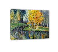 Peintures célèbres sur toile d'art-Igor Emanuilovich Grabar: Paysage d'automne avec rivière Tableaux sur toile-Impressionniste Affiches et impressions-Reproductions sur toile 60x80cm24"x32"Encadré