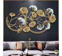 Peintures de décorations murales 3D, sculpture murale décorative de Ginkgo Biloba au design moderne en fer forgé for la maison, le salon, la chambre à coucher