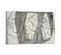 Peintures de Pablo Picasso - (The Painter And His Model) Poster mural sur toile pour albums de musique et films Peinture décorative pour salon, chambre à coucher, 20 x 30 cm, style cadre