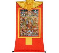 peintures de soie, Gourou-Saint Padmasambhava et divinités de l'école Nyingma, brocart bouddhiste Thangka(Red,Large(85cm*63cm))