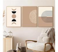 Peintures de Toile,3 Pièces-Affiche Abstraite Beige Impression Bohème Lignes Géométriques Peinture sur Toile Art Mural Décoration Nordique Chambre Bureau Ou Maison Images D'Art-60*70cm (Pas encadré)
