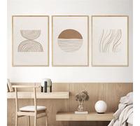 Peintures de Toile,3 Pièces-Affiches Bohèmes Abstraites Géométriques Neutres Style Minimaliste sur Toile Beige pour Salon Cuisine Ou Bureau Décoration Murale Minimaliste-60*80cm (Pas encadré)