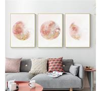 Peintures de Toile,3 Pièces-Tableau Abstrait Rose de Forme Ronde Toile Affiche Géométrique Bohème Tableau Impression D'Art Mural Salon Chambre Coucher Décoration Intérieure-60*80cm (Pas encadré)