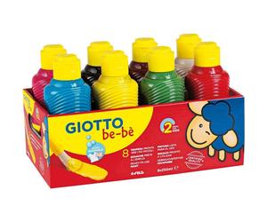 Peintures gouaches - GIOTTO - Lot de 8 - 250 ml - Couleurs assorties - Ultra-lavable