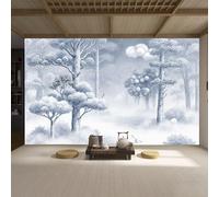 Peintures murales de taille personnalisée, forêt d'hiver onirique, arbres enneigés, ruisseau brumeux, papier peint autocollant amovible pour salon, chambre à coucher, magasin, bureau, enfants