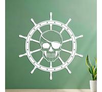 Peintures murales et stickers muraux en vinyle Animation pour chambre d'enfant : bateau squelette pirate 42x44.1cm Ne se décolle pas Blanc