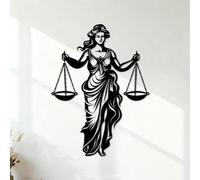 Peintures murales et stickers muraux en vinyle Balance, souveraineté, dame de la justice, logo, équité éthique, dame de la justice emblématique 42x56.7cm Stickers pour vitres Noir