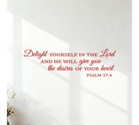 Peintures murales et stickers muraux en vinyle Fais du Seigneur tes délices et il te donnera ce que ton cœur désire. Psaume 37:4 27x89.1cm Multicolore Rouge