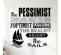 Peintures murales et stickers muraux en vinyle Le pessimiste se plaint du vent. L'optimiste espère qu'il change. Le réaliste ajuste ses voiles. William Arthur Ward 54.6x55.6cm Personnalisation Noir