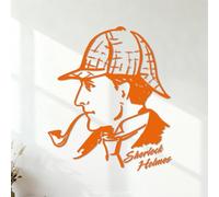 Peintures murales et stickers muraux en vinyle L'inspecteur Sherlock Holmes, rue Baker 35x40.7cm Décoration de magasin Orange