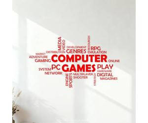 Peintures murales et stickers muraux en vinyle Nuage de mots Jeu vidéo multijoueur Game Boy Citation multimédia Zone de jeu 54.6x95.1cm Installation facile Rouge