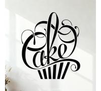 Peintures murales et stickers muraux en vinyle Pâtisserie Sweet Cake, écriture sous forme de gâteau 35x39.6cm Installation facile Noir