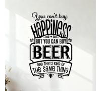 Peintures murales et stickers muraux en vinyle Restaurant-bar à bière On ne peut pas acheter le bonheur, mais on peut acheter de la bière 35x54.5cm Fourni avec un kit de film de transfert Noir
