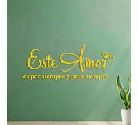 Peintures murales et stickers muraux en vinyle Version espagnole : Este Amor Siempre Love Forever 32x85.1cm Stickers pour vitres Jaune
