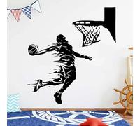 Peintures murales noires athlètes autocollants de basket compétitions sportives salles de basket scolaires adolescents autocollants de chambres d’enfants