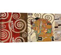 Peintures sur toile - Gustav Klimt, L'étreinte (Pewter) - 100x50 cm