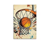 Peintures sur toile pour murs de chambre à coucher et de bureau, affiches de basket-ball avec buts de score Slam Dunk - Peintures d'art pour murs de salon - 30 x 45 cm