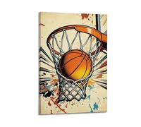 Peintures sur toile pour murs de chambre à coucher et de bureau, affiches de basket-ball avec buts de score Slam Dunk - Peintures d'art pour murs de salon - Affiche moderne 60 x 90 cm