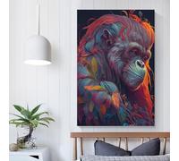 Peintures sur toile représentant les sages Urang Utan pour chambres, toilettes, salle de bain, décoration murale, 50 x 75 cm
