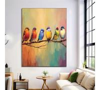 Peintures Sur Toile Sans Cadre, Poster et Images Branches Oiseaux Moderne Peinture À L'Huile Décoration, Peintures Murales d'art Pour Salon et Chambre à Coucher, 60x90cm, Coloré