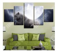 Peintures - TD® - Loup Sous La Lune - 5 Pièces - Toile - Décoration Murale - 20x35cm à 20x55cm