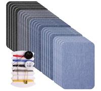 peiqiup 25 Pcs Patchs Jean Thermocollant Denim L'intérieur, 7,5 x 10,5 cm L'extérieur Colle Plus Forte 100% Coton Décoration Réparation Nuances Bleu Assorties