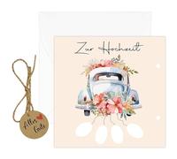 peiqiup Carte de mariage (16 * 16cm), Carte de Mariage Personnalisée, Décoration de mariage, Voiture de Mariage, Cadeaux de mariage pour les mariés